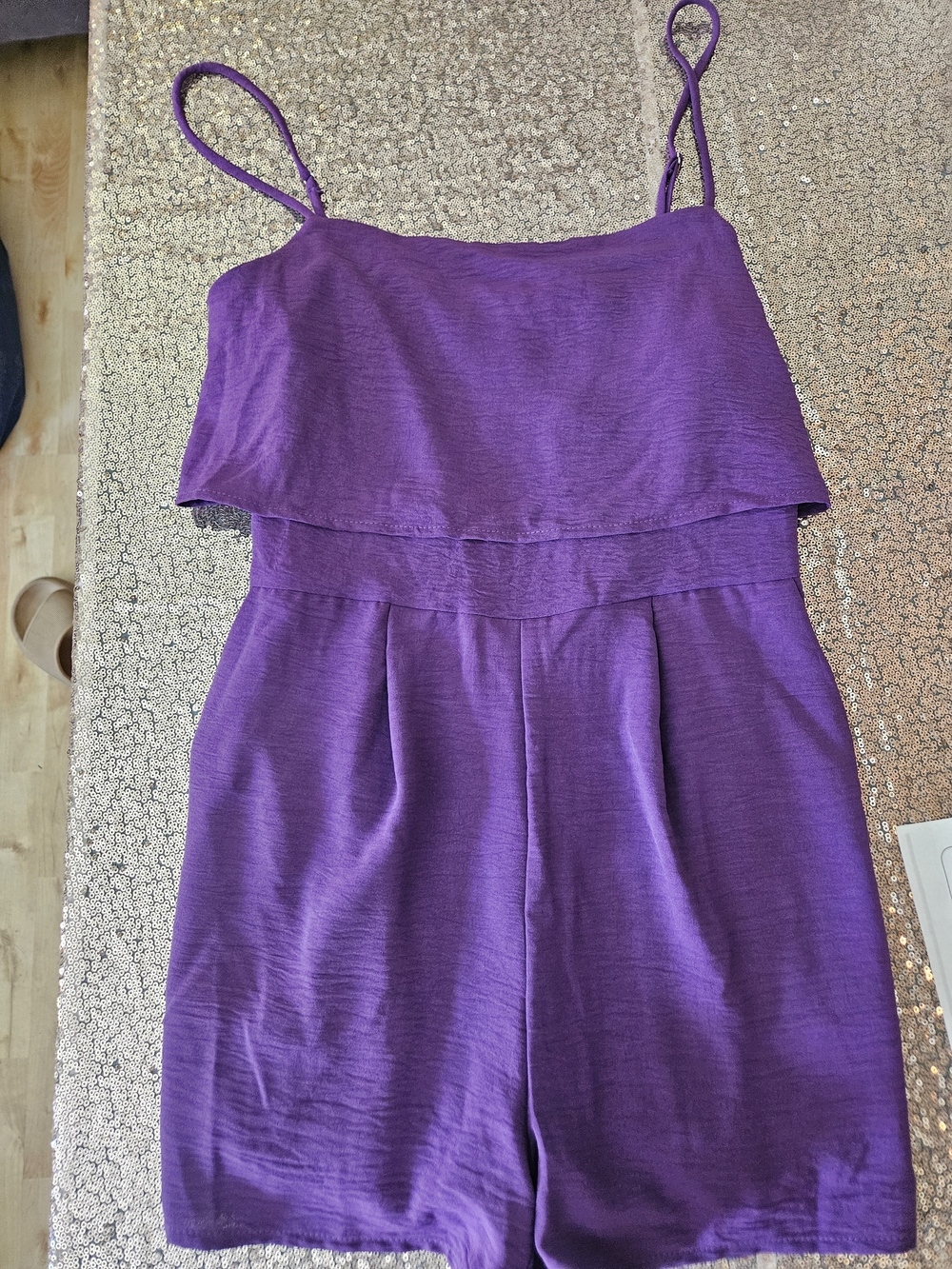 Gilli Purple Spaghetti-Strap Romper